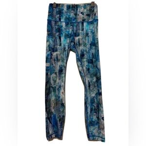 Lululemon Size 6 Wunder Under Tight 7/8 Legging Sun Dazed Multi Blue EUC